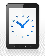Timeline concept: Tablet Pc Computer with Clock on display