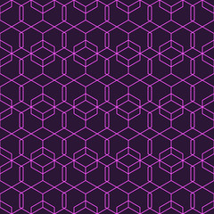 Geometric abstract pattern of hexagons in the dark background.