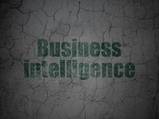 Business concept: Business Intelligence on grunge wall background