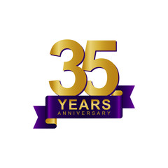 Anniversary Logo Dark Purple Gold 35