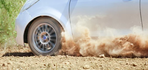 Fotobehang Rally Car in dirt track © toa555