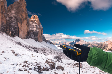 GPS navigator in hand  Dolomites Alps