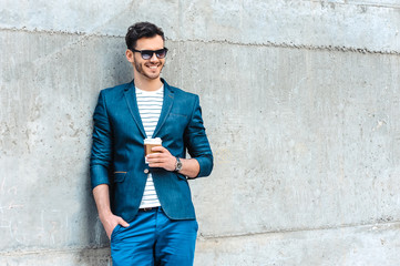 Concept for stylish young man outdoors