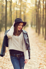 Girl walking in the park