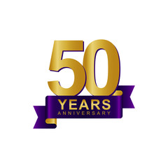 Anniversary Logo Dark Purple Gold 50