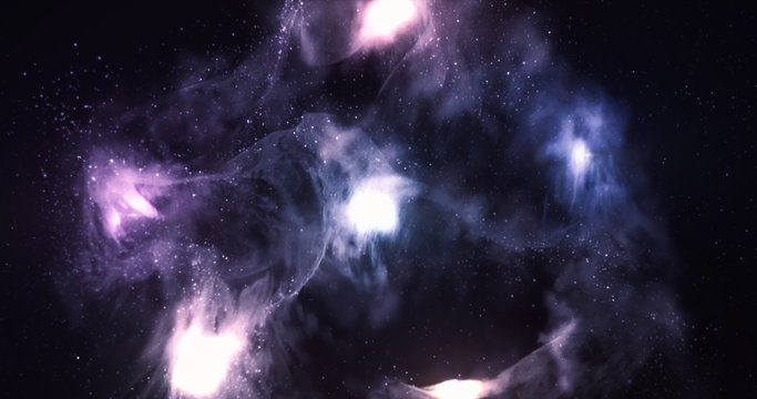 3D Space Flight Around Celestial Nebula in Space Full 4K