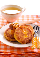 Pumpkin fritters with honey