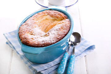 Fruit pudding in a tin,