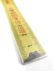 A macro of a yellow wood ruler