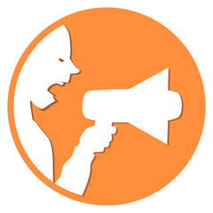 shouting through megaphone