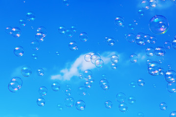 Seifenblasen vor herbstlichem Baum