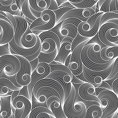 Seamless asian ethnic doodle black and white background