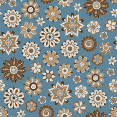 Henna Mehndi Tattoo Doodles Retro Seamless Pattern