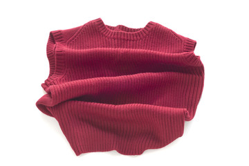 Red sweater without sleeves