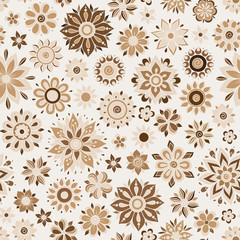 Vector seamless floral pattern with flowers and leaves