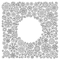 Pattern for coloring book. Ethnic, floral, retro, doodle, vector