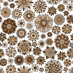 Vector seamless floral pattern with flowers and leaves