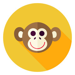 Vector Flat Design Monkey Circle Icon