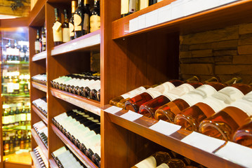 the counter at the supermarket with alcoholic beverages