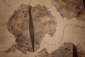 Fototapeta na wymiar Antarctica map and Compass old paper Over White Background, Elements of this image furnished by NASA (Satellite map of Antarctica)