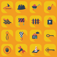 Flat concept, set modern design with shadow construction