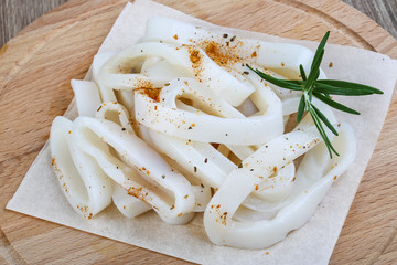 Raw squid rings