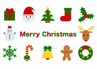 クリスマスのアイコンイラストセット