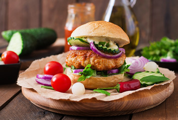 Juicy spicy chicken burgers to Asian-style - sandwich
