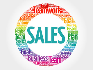 SALES circle stamp word cloud, business concept
