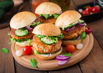 Juicy spicy chicken burgers to Asian-style - sandwich