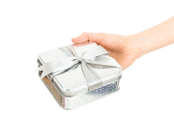 Hand showing gift box