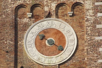 Chioggia, Italy. Old clock of the bell tower