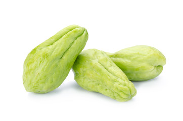 Chayote on white background