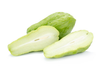 Chayote on white background