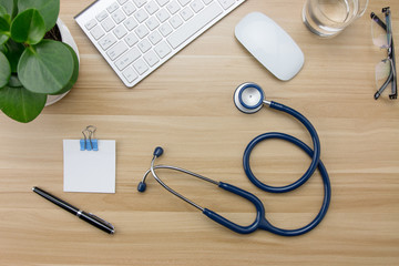 Stethoscope in doctors desk