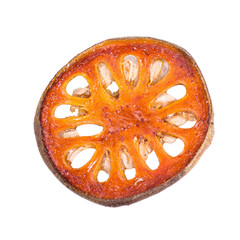 dried quince slices on a white background