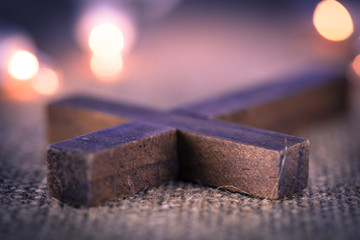 Closeup of Wooden Christian Cross