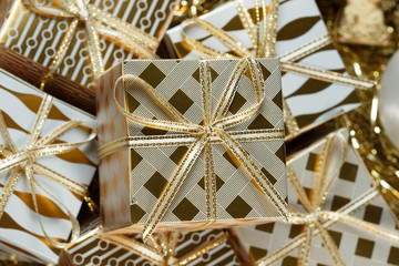 A pile of Christmas gifts