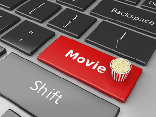 Naklejka premium 3d Popcorn on computer keyboard.