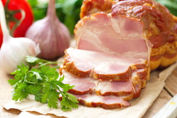 Smoked meat and vegetables