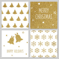 Christmas gold pattern, greeting card templates