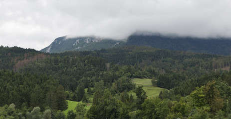 Fog mountains in Slovenia