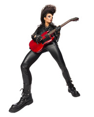 Obraz premium Rock musician in leather clothing