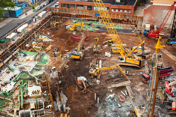 Construction site with machinery in New York