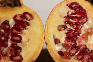 Melograno fotografato su fondo neutro