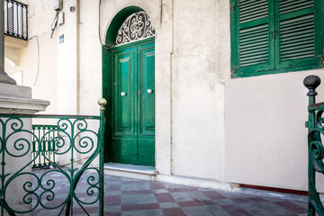 Old green door in Malta