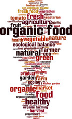 Organic food word cloud concept. Vector illustration