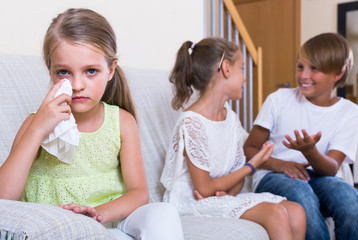 First amorousness:  girl and couple of kids apart