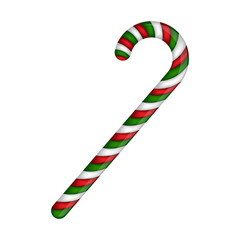 Obraz premium Candy cane striped in Christmas colours. Vector illustration isolated on a white background.