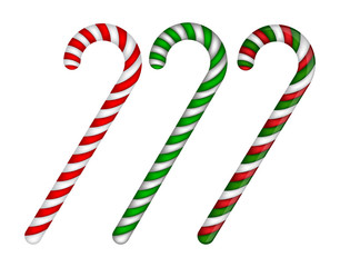 Candy cane striped in Christmas colours. Vector illustration isolated on a white background.